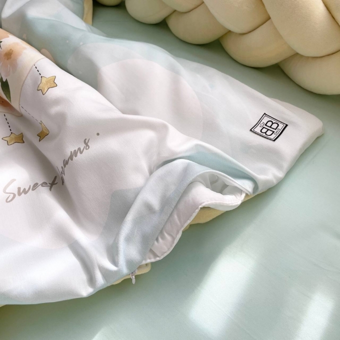 Set lenjerie pentru Patut Bebe din 6 piese Lion crem (8)